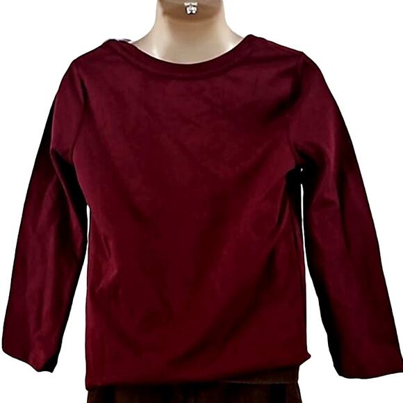 Excellent Cat & Jack Girl Burgundy Long Sleeve Crewneck Tee Shirt Size 4T Cotton - Picture 4 of 4